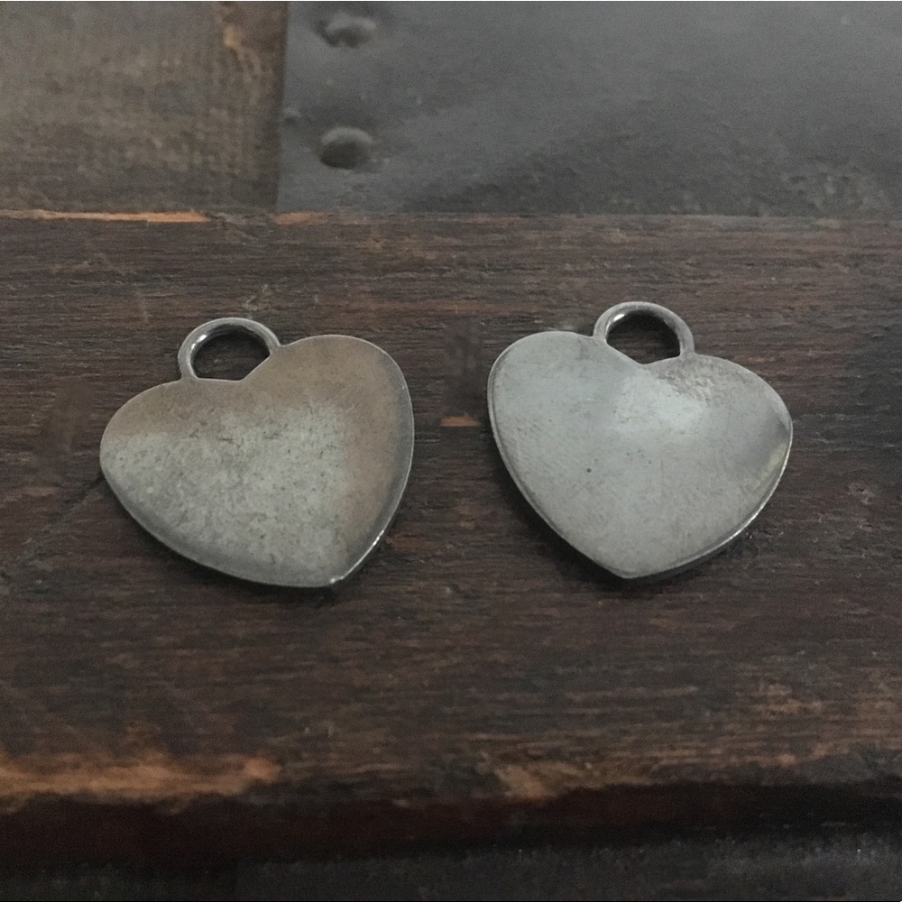 Vintage sterling silver heart charm 925 2 tags